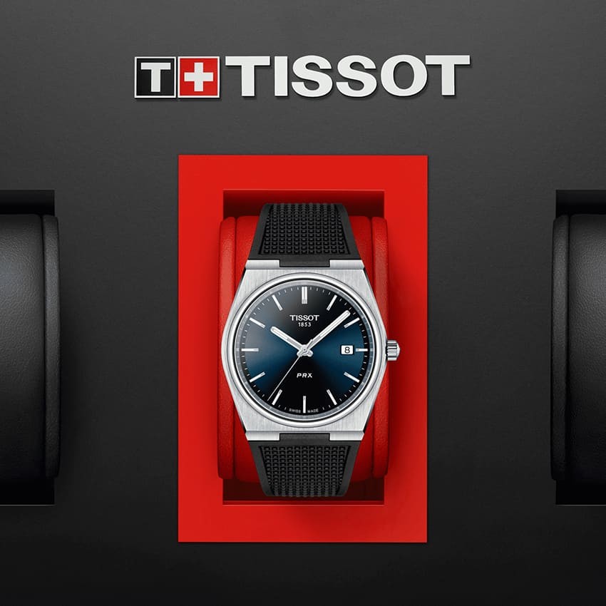 TISSOT PRX Men’s Quartz Swiss Made Black Silicone Strap Blue Dial 40mm Watch T137.410.17.041.00