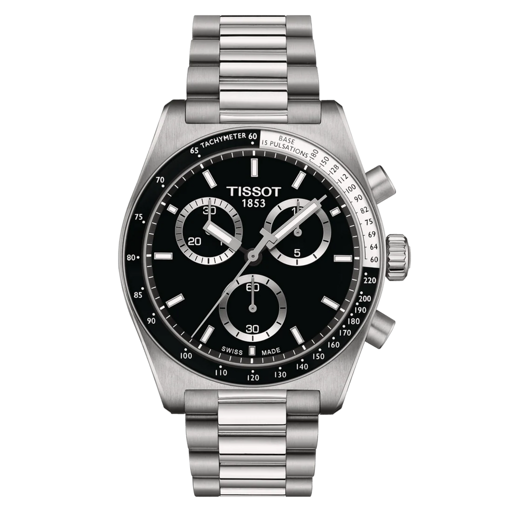 TISSOT PRS516 Men’s Quartz Swiss Made Silver Stainless Steel Black Dial 40mm Watch T149.417.11.051.00
