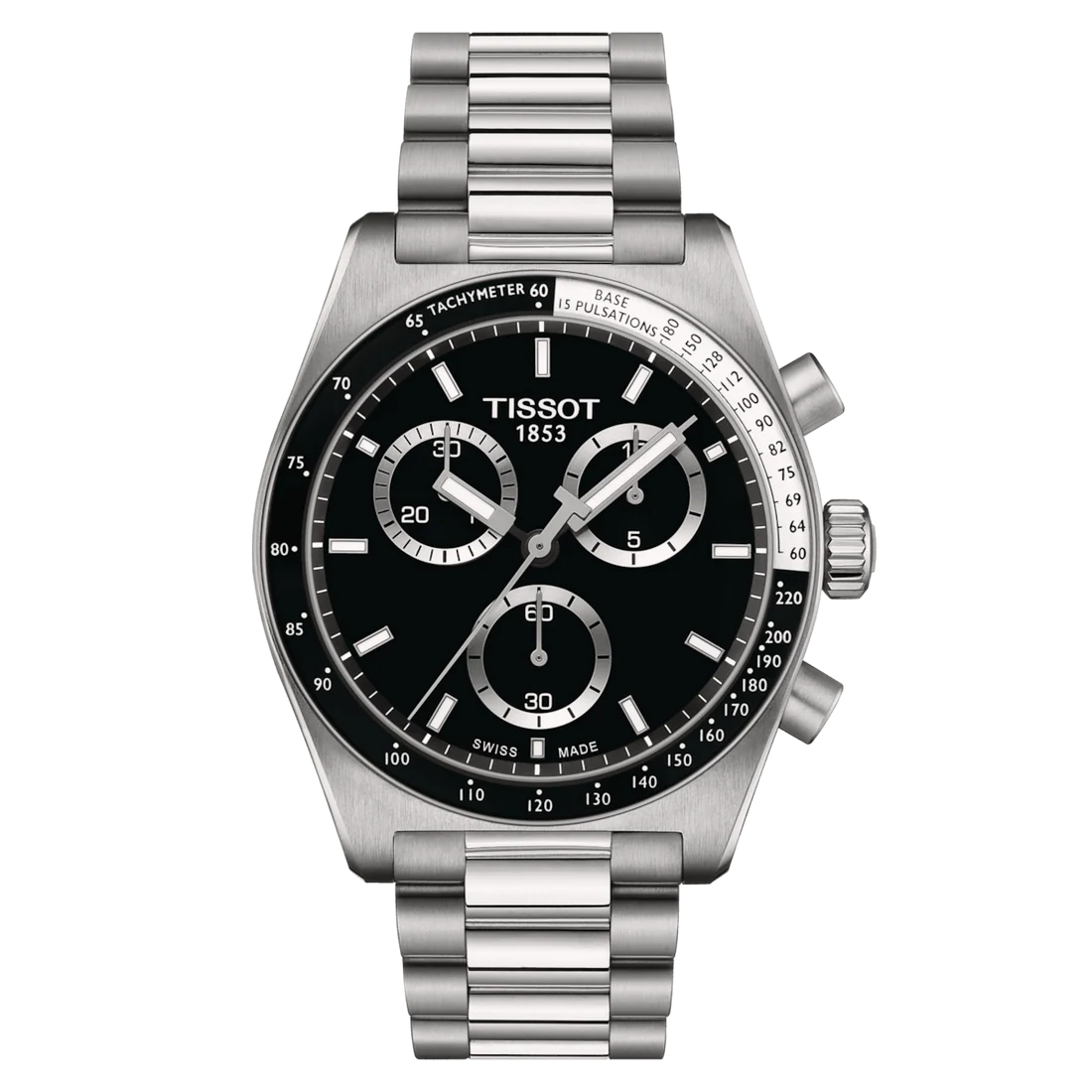 TISSOT PRS516 Men’s Quartz Swiss Made Silver Stainless Steel Black Dial 40mm Watch T149.417.11.051.00