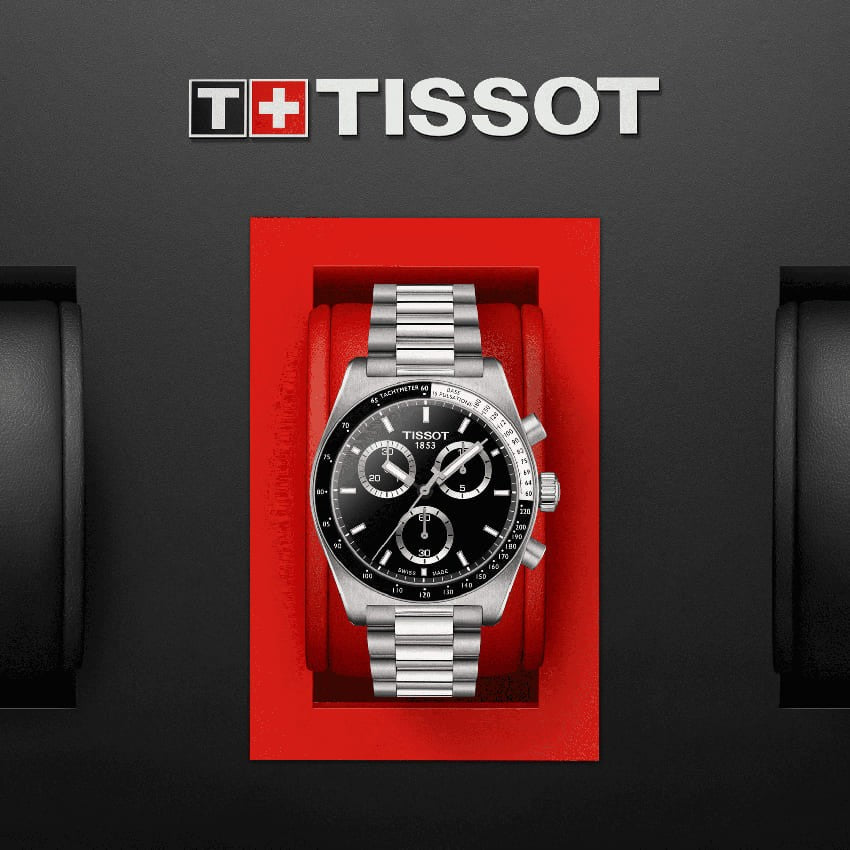 TISSOT PRS516 Men’s Quartz Swiss Made Silver Stainless Steel Black Dial 40mm Watch T149.417.11.051.00
