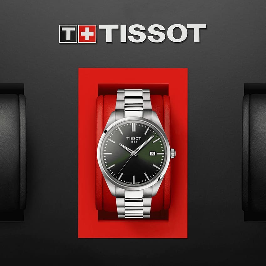 TISSOT Men’s Quartz Swiss Made Silver Stainless Steel Green Dial 40mm Watch T150.410.11.091.00
