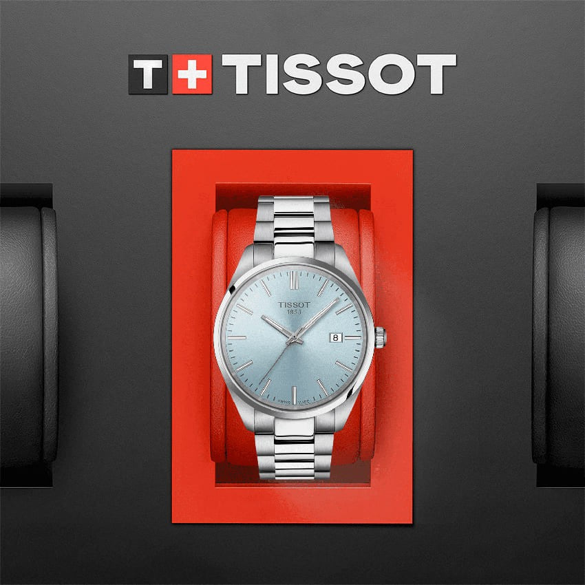 TISSOT Men’s Quartz Swiss Made Silver Stainless Steel Ice Blue Dial 40mm Watch T150.410.11.351.00