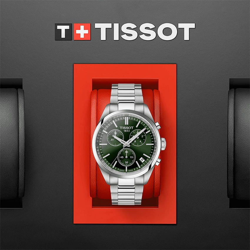 TISSOT Men’s Quartz Swiss Made Silver Stainless Steel Green Dial 40mm Watch T150.417.11.091.00
