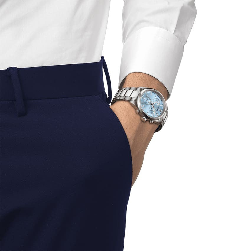 TISSOT Men’s Quartz Swiss Made Silver Stainless Steel Ice Blue Dial 40mm Watch T150.417.11.351.00