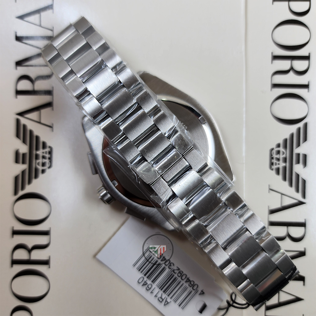 Emporio Armani Men's Federico Chronograph Quartz Silver Stainless Steel Green Dial Watch AR11640