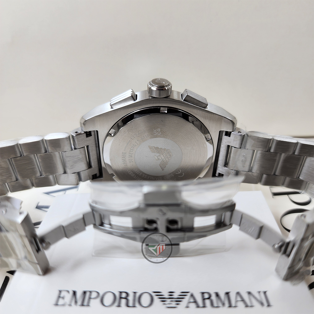 Emporio Armani Men's Federico Chronograph Quartz Silver Stainless Steel Green Dial Watch AR11640