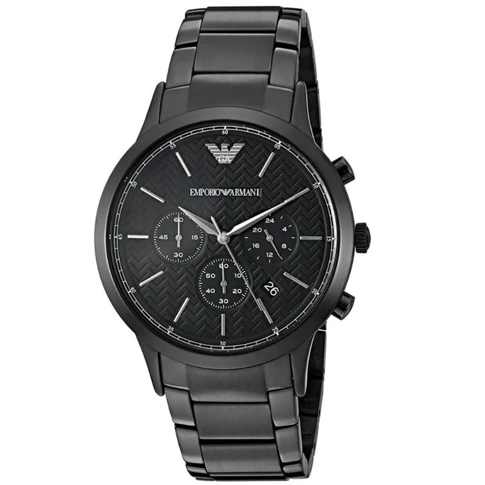 Emporio Armani Men’s Chronograph Stainless Steel Black Dial 43mm Watch AR2485