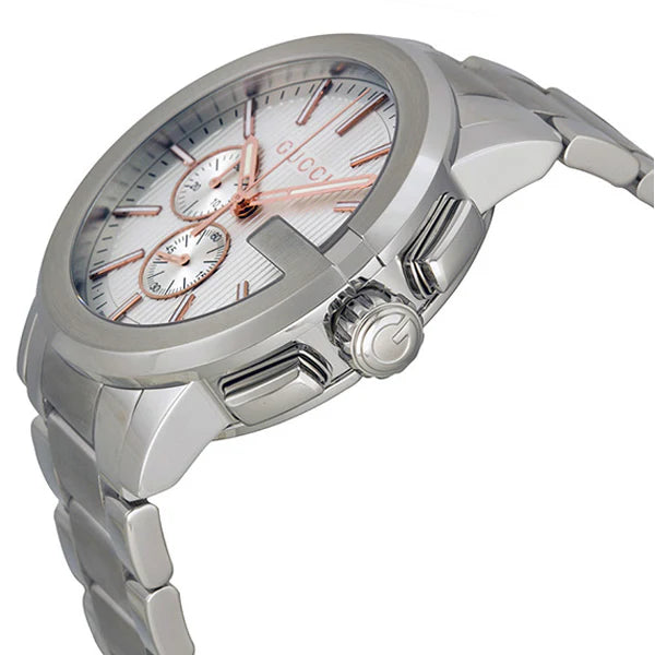 Gucci Men’s Swiss Made Quartz Stainless Steel Silver Dial 44mm Watch YA101201
