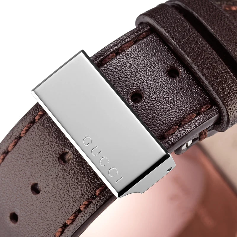 Gucci Men’s Swiss Made Quartz Leather Strap Black Dial 44mm Watch YA101202