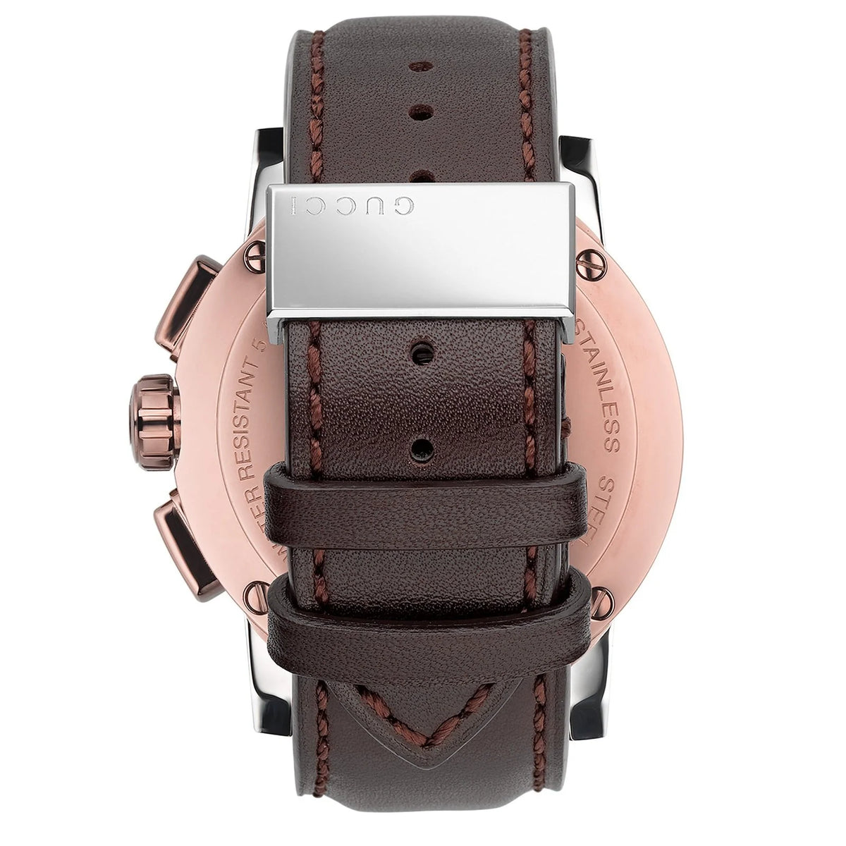 Gucci Men’s Swiss Made Quartz Leather Strap Black Dial 44mm Watch YA101202