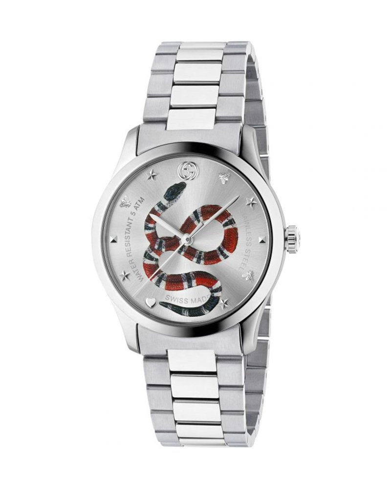 Gucci Unisex Swiss Made Quartz Stainless Steel Silver Dial 38mm Watch YA1264076