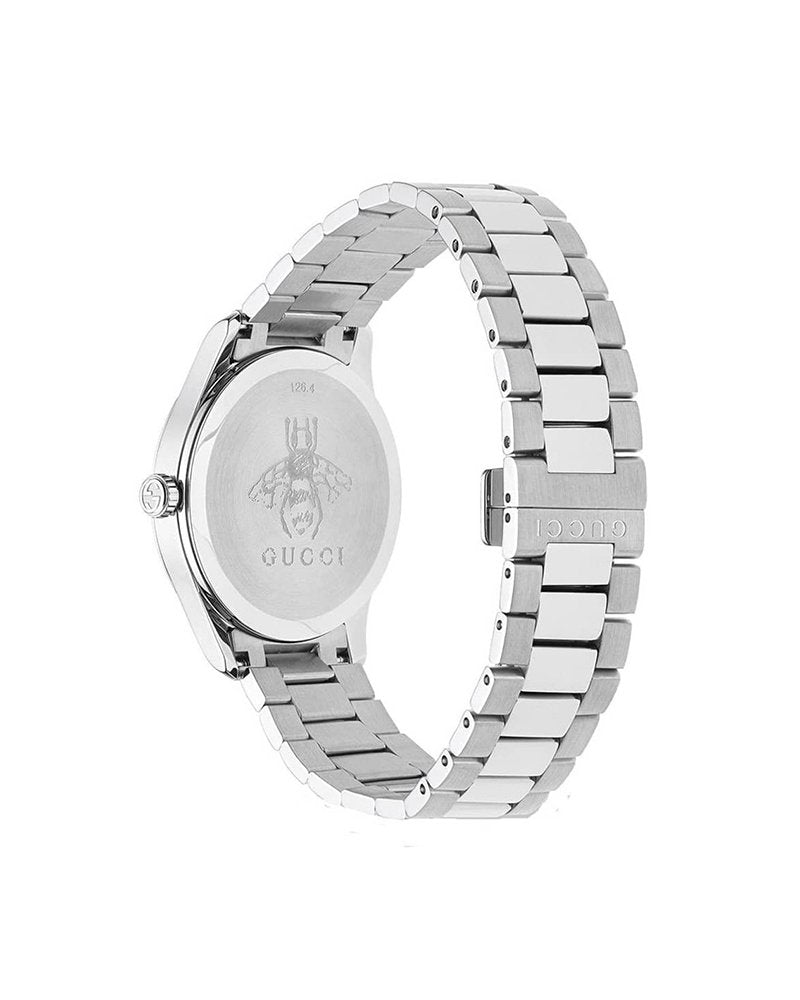 Gucci Unisex Swiss Made Quartz Stainless Steel Silver Dial 38mm Watch YA1264076
