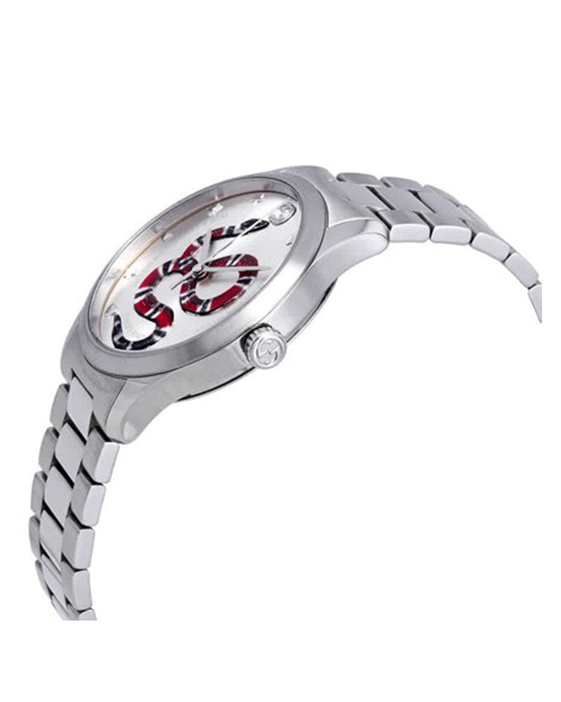Gucci Unisex Swiss Made Quartz Stainless Steel Silver Dial 38mm Watch YA1264076