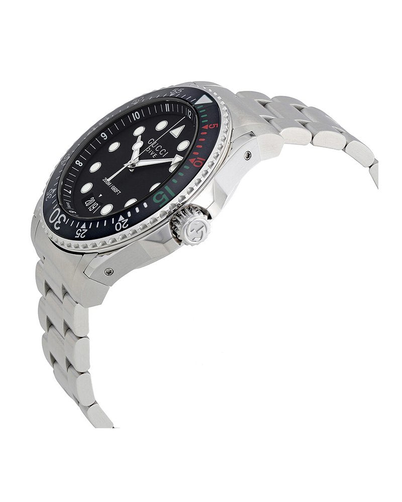 Gucci Men’s Swiss Made Quartz Stainless Steel Black Dial 45mm Watch YA136208