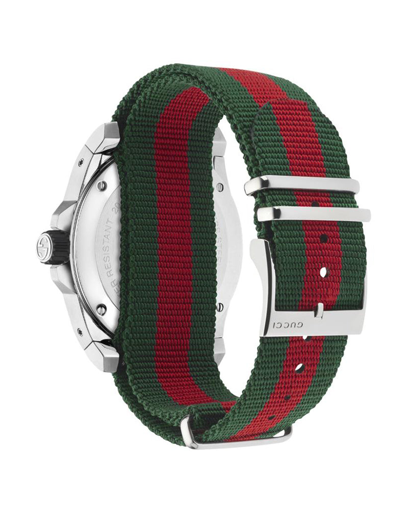 Gucci Men’s Swiss Made Quartz Nylon Strap Black Dial 45mm Watch YA136209