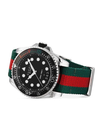 Gucci Men’s Swiss Made Quartz Nylon Strap Black Dial 45mm Watch YA136209