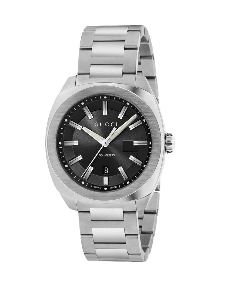 Gucci Men’s Swiss Made Quartz Stainless Steel Black Dial 40mm Watch YA142301