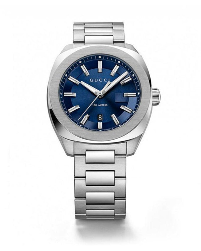 Gucci Men’s Swiss Made Quartz Stainless Steel Blue Dial 41mm Watch YA142303