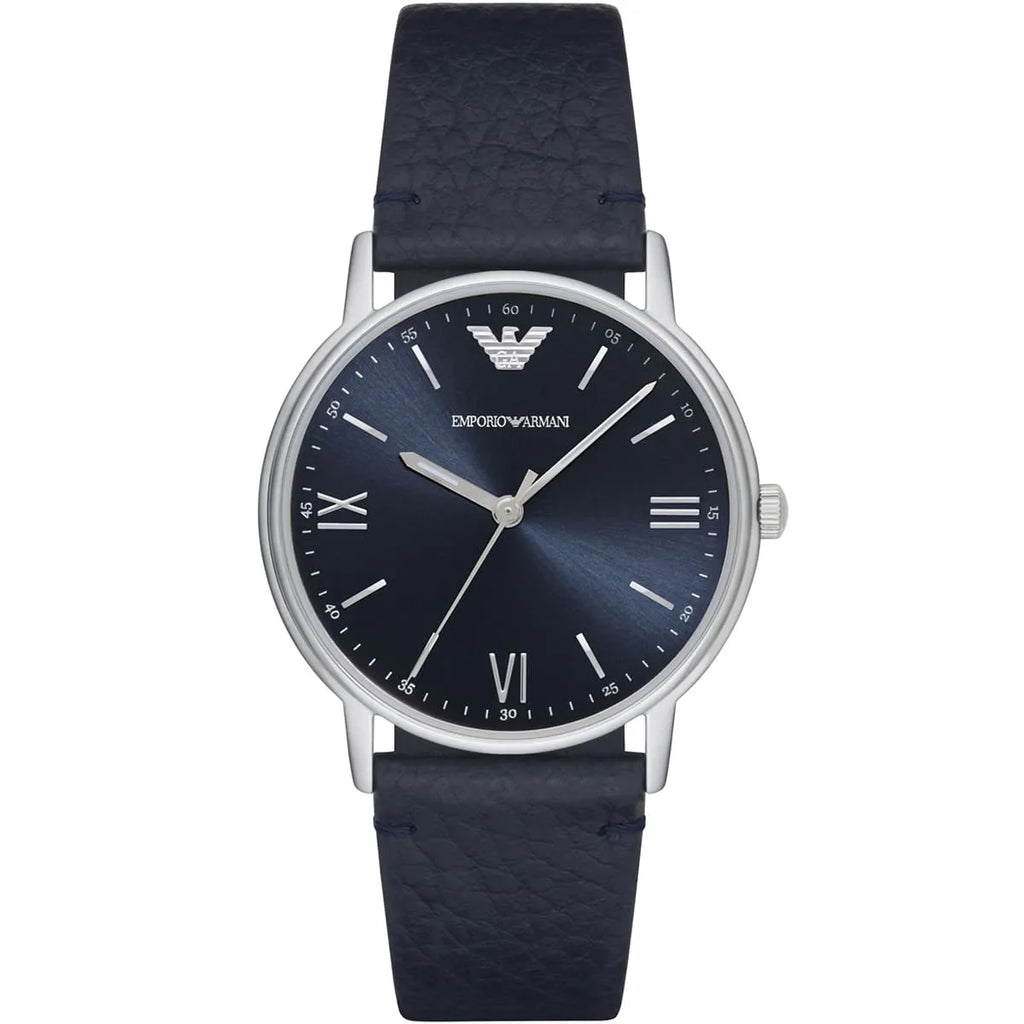 Emporio Armani Men’s Quartz Blue Leather Strap Blue Dial 41mm Watch AR11012