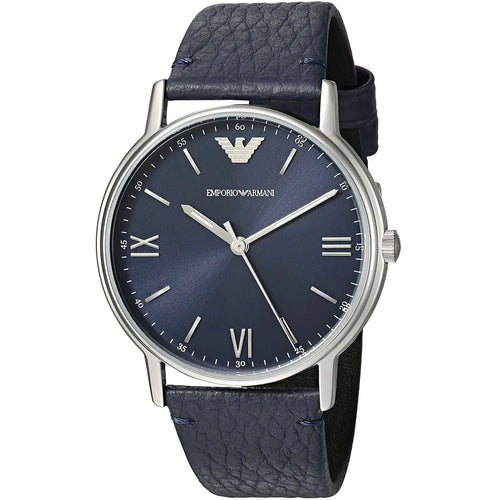 Emporio Armani Men’s Quartz Blue Leather Strap Blue Dial 41mm Watch AR11012