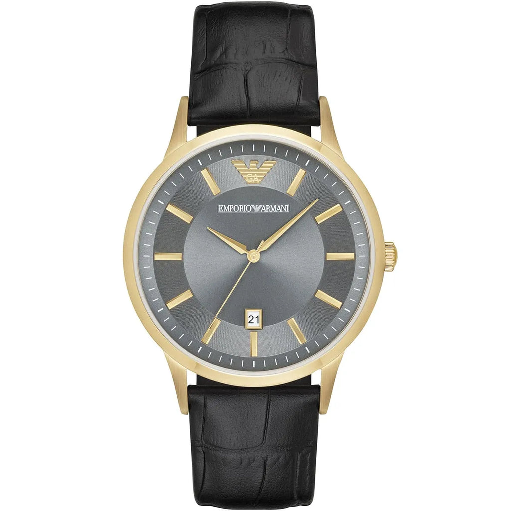 Emporio Armani Men’s Quartz Leather Strap Grey Dial 43mm Watch AR11049