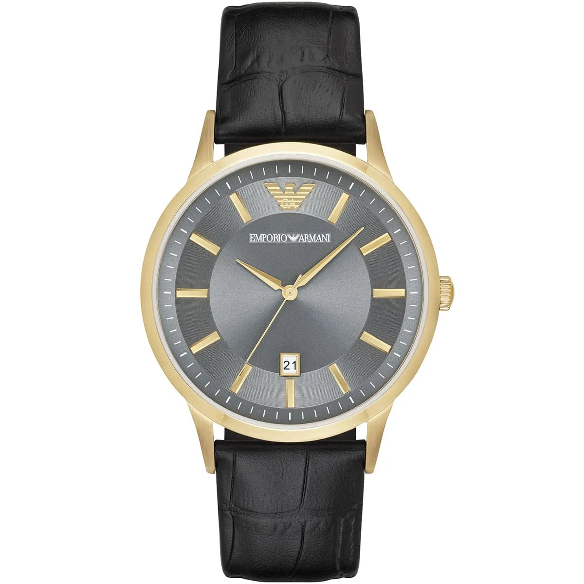 Emporio Armani Men’s Quartz Leather Strap Grey Dial 43mm Watch AR11049