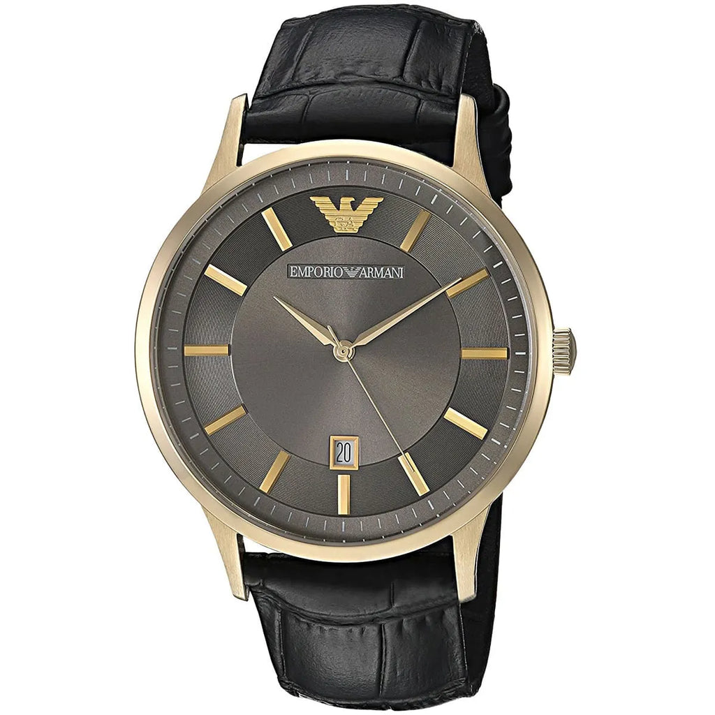 Emporio Armani Men’s Quartz Leather Strap Grey Dial 43mm Watch AR11049