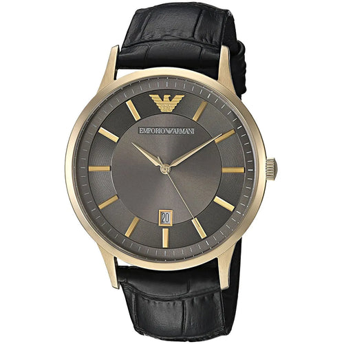 Emporio Armani Men’s Quartz Leather Strap Grey Dial 43mm Watch AR11049
