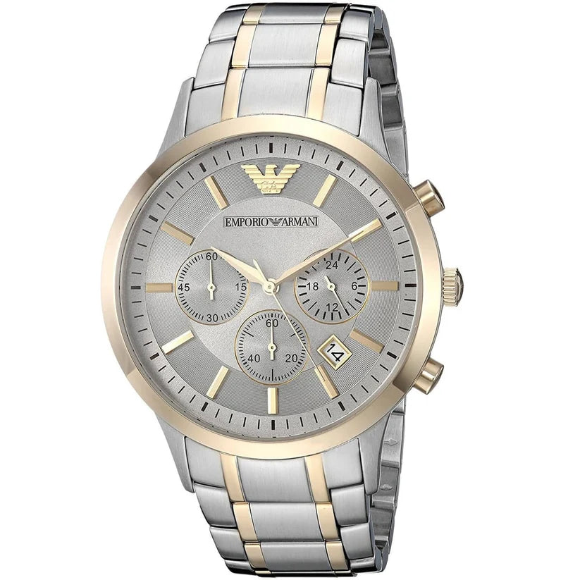 Emporio Armani Men’s Chronograph Quartz Stainless Steel Grey Dial 43mm Watch AR11076