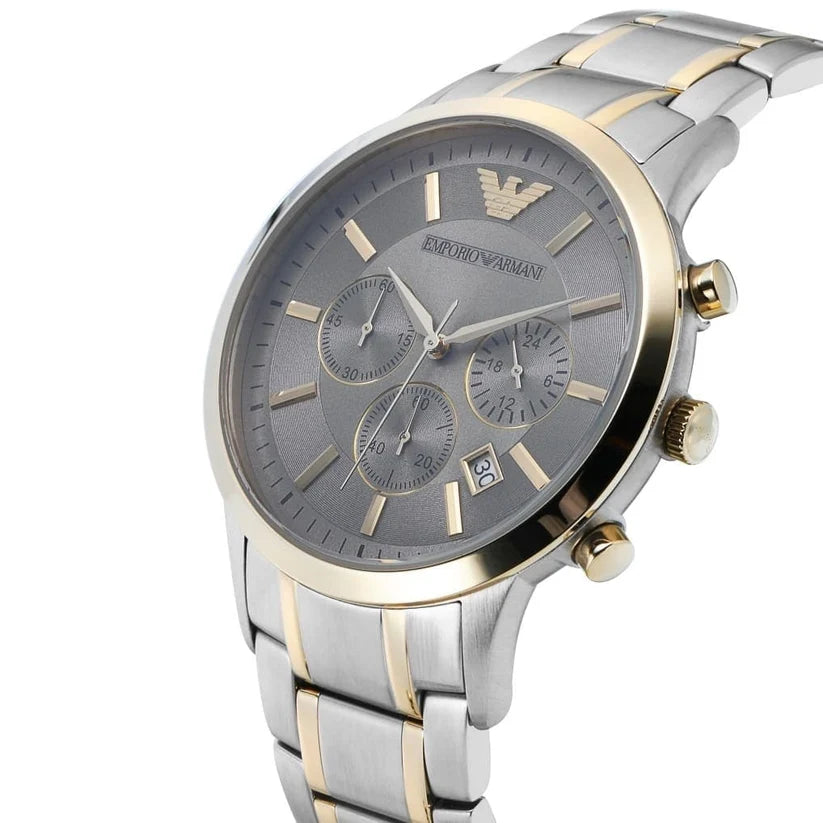 Emporio Armani Men’s Chronograph Quartz Stainless Steel Grey Dial 43mm Watch AR11076
