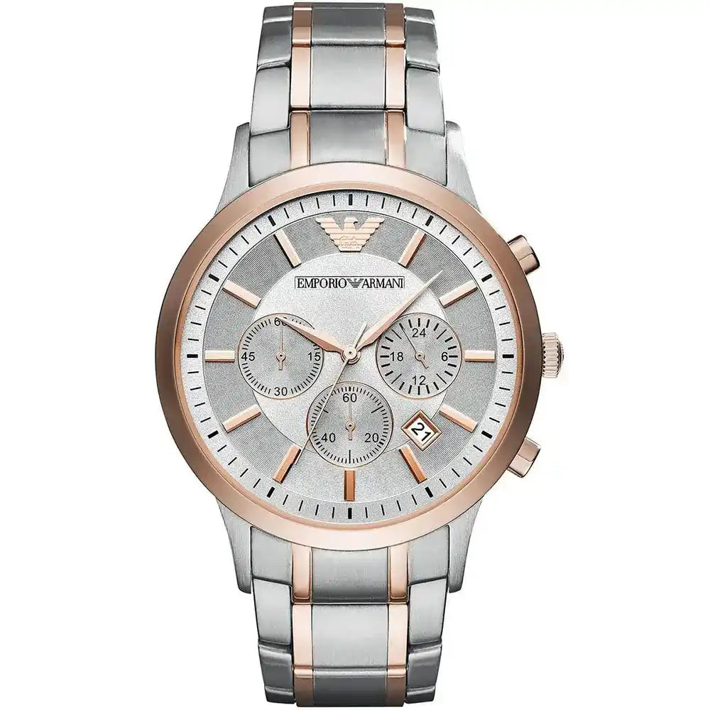 Emporio Armani Men’s Chronograph Quartz Stainless Steel Gray Dial 43mm Watch AR11077
