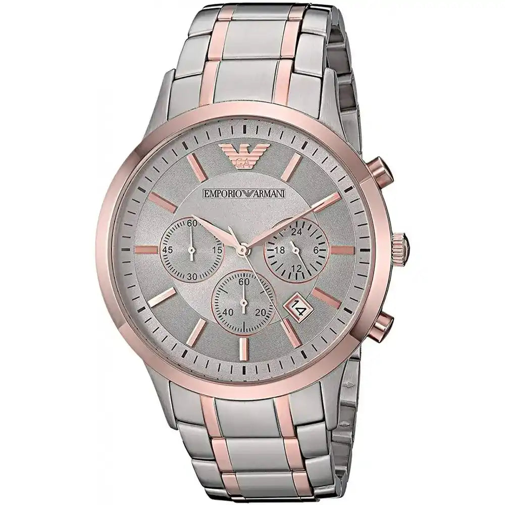 Emporio Armani Men’s Chronograph Quartz Stainless Steel Gray Dial 43mm Watch AR11077
