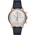 Emporio Armani Men’s Chronograph Quartz Blue Leather Strap Silver Dial 48mm Watch AR11123
