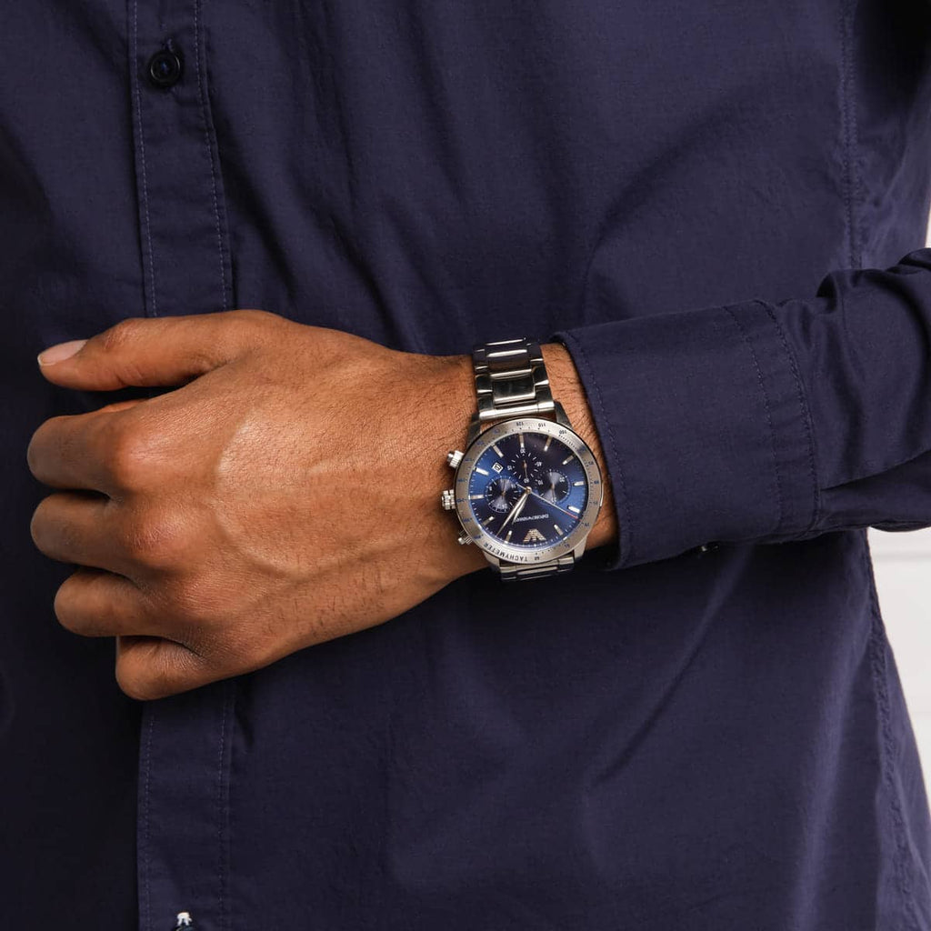 Emporio Armani Men’s Quartz Stainless Steel Blue Dial 44mm Watch AR11306