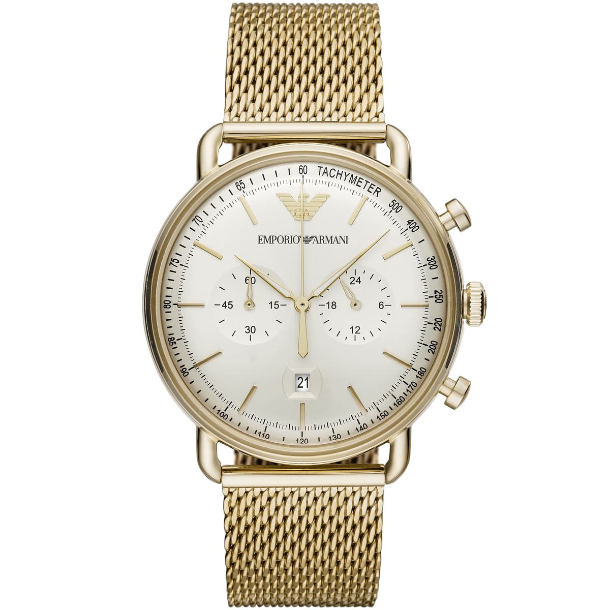 Emporio Armani Men’s Quartz Stainless Steel Beige Dial 43mm Watch AR11315
