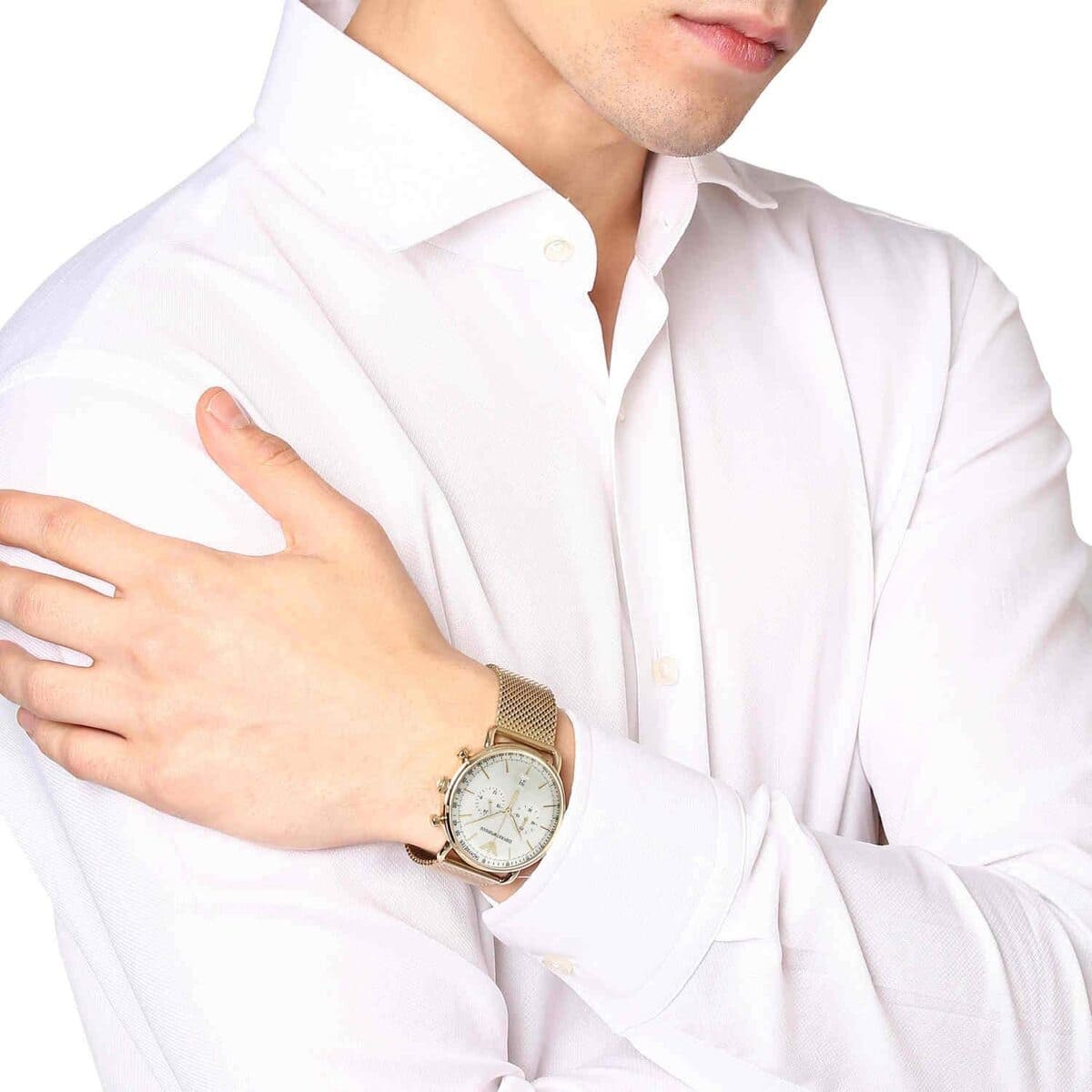 Emporio Armani Men’s Quartz Stainless Steel Beige Dial 43mm Watch AR11315