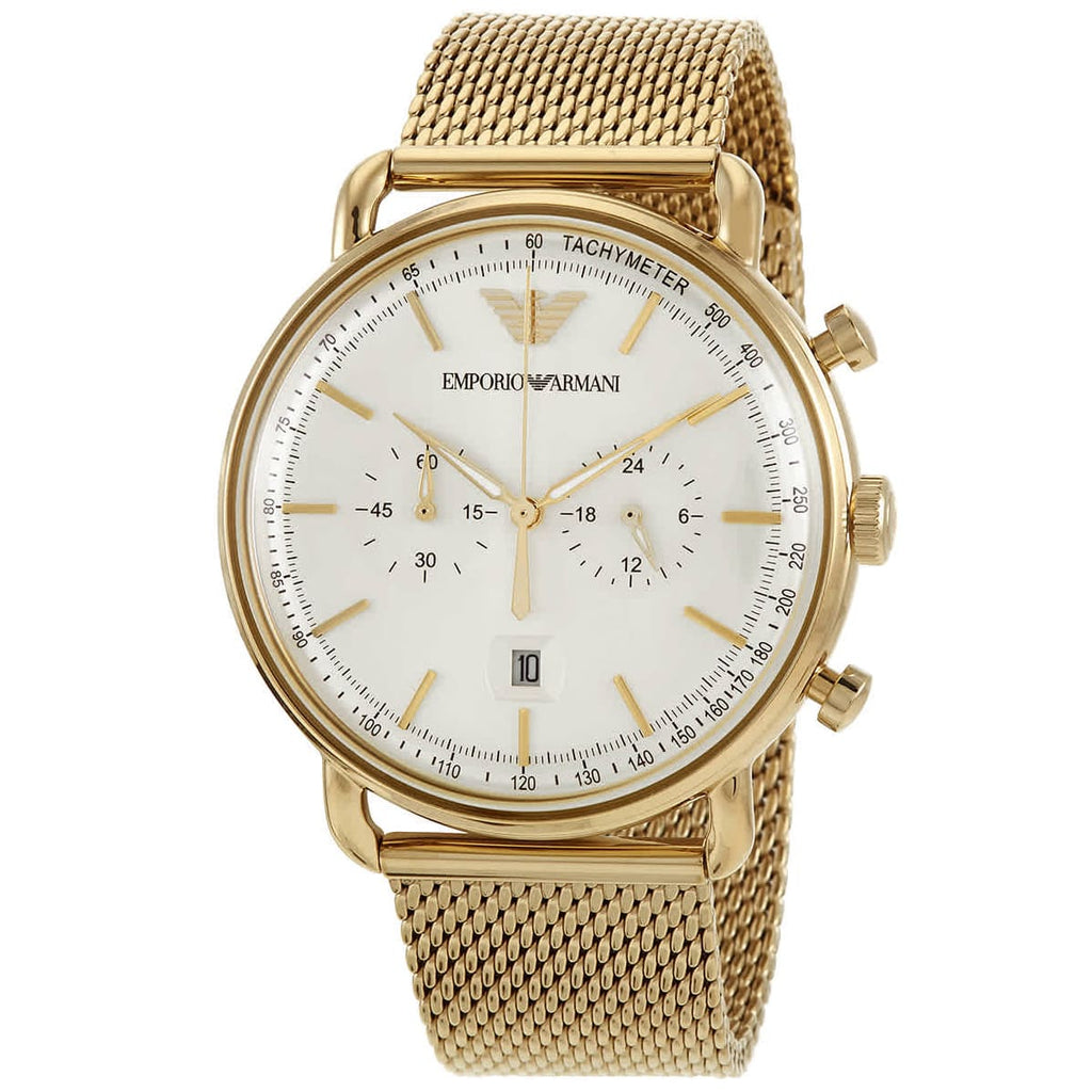 Emporio Armani Men’s Quartz Stainless Steel Beige Dial 43mm Watch AR11315