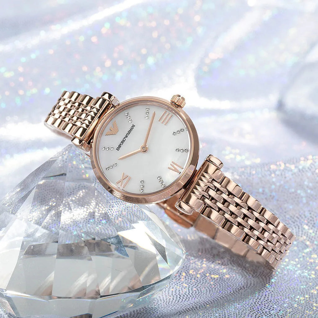 Emporio Armani Women’s Stainless Steel Mother of Pearl Dial 28mm Watch AR11316