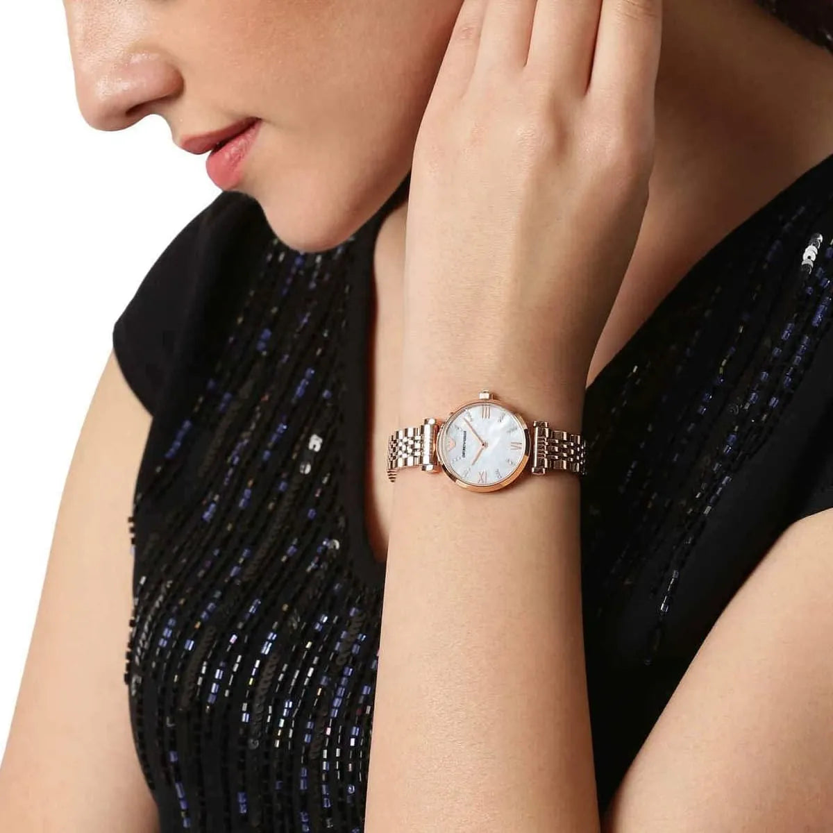 Emporio Armani Women’s Stainless Steel Mother of Pearl Dial 28mm Watch AR11316