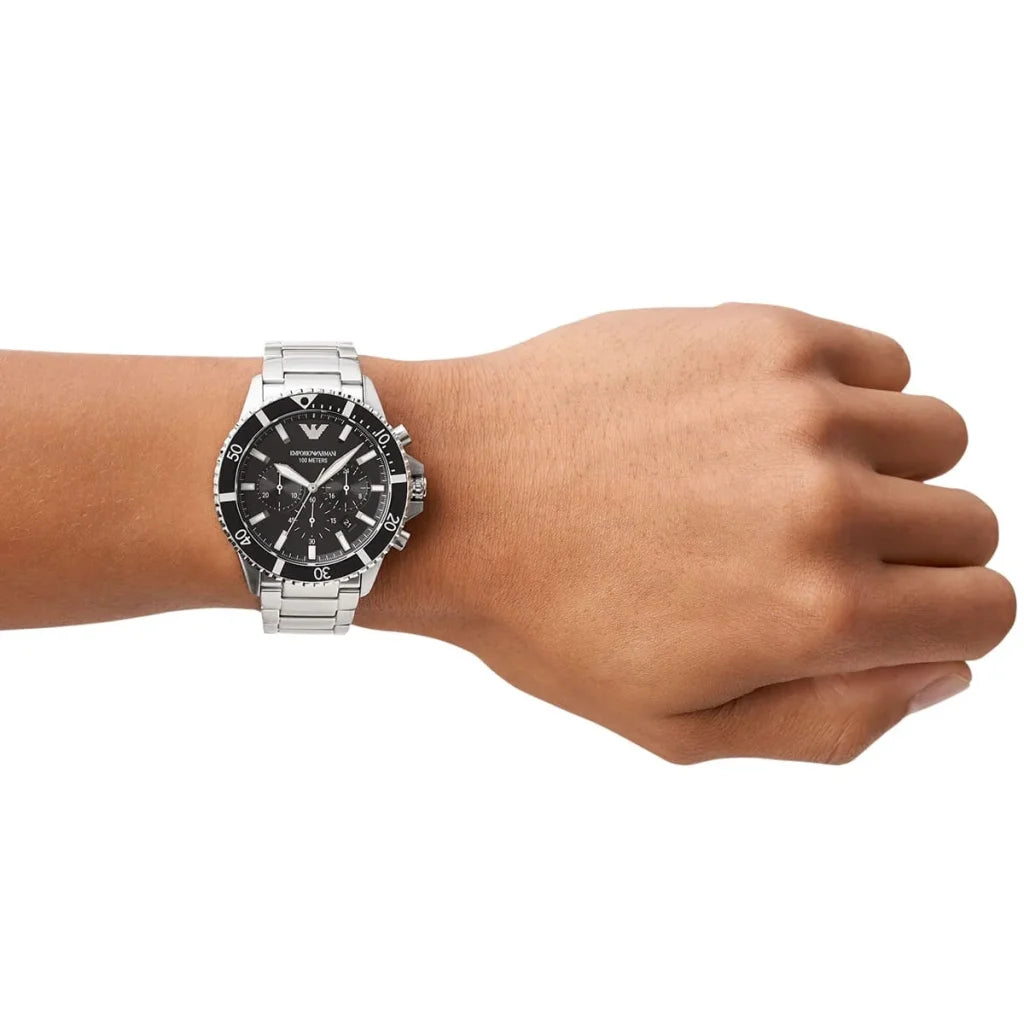 Emporio Armani Men’s Quartz Stainless Steel Black Dial 43mm Watch AR11360