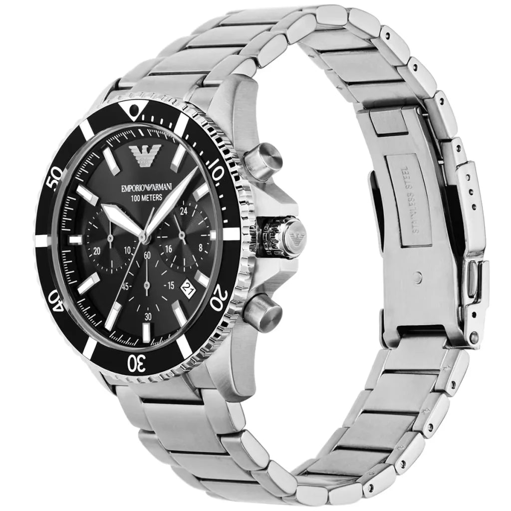 Emporio Armani Men’s Quartz Stainless Steel Black Dial 43mm Watch AR11360