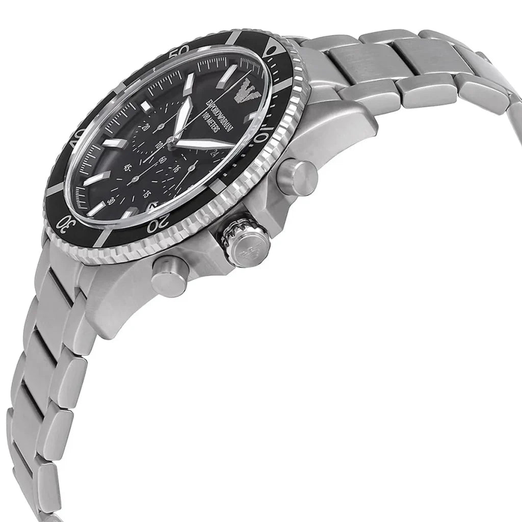 Emporio Armani Men’s Quartz Stainless Steel Black Dial 43mm Watch AR11360