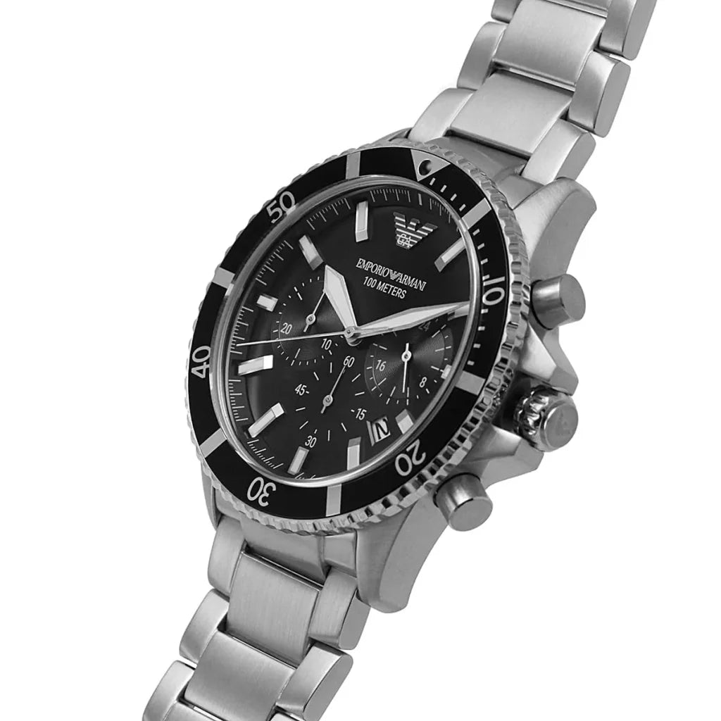 Emporio Armani Men’s Quartz Stainless Steel Black Dial 43mm Watch AR11360