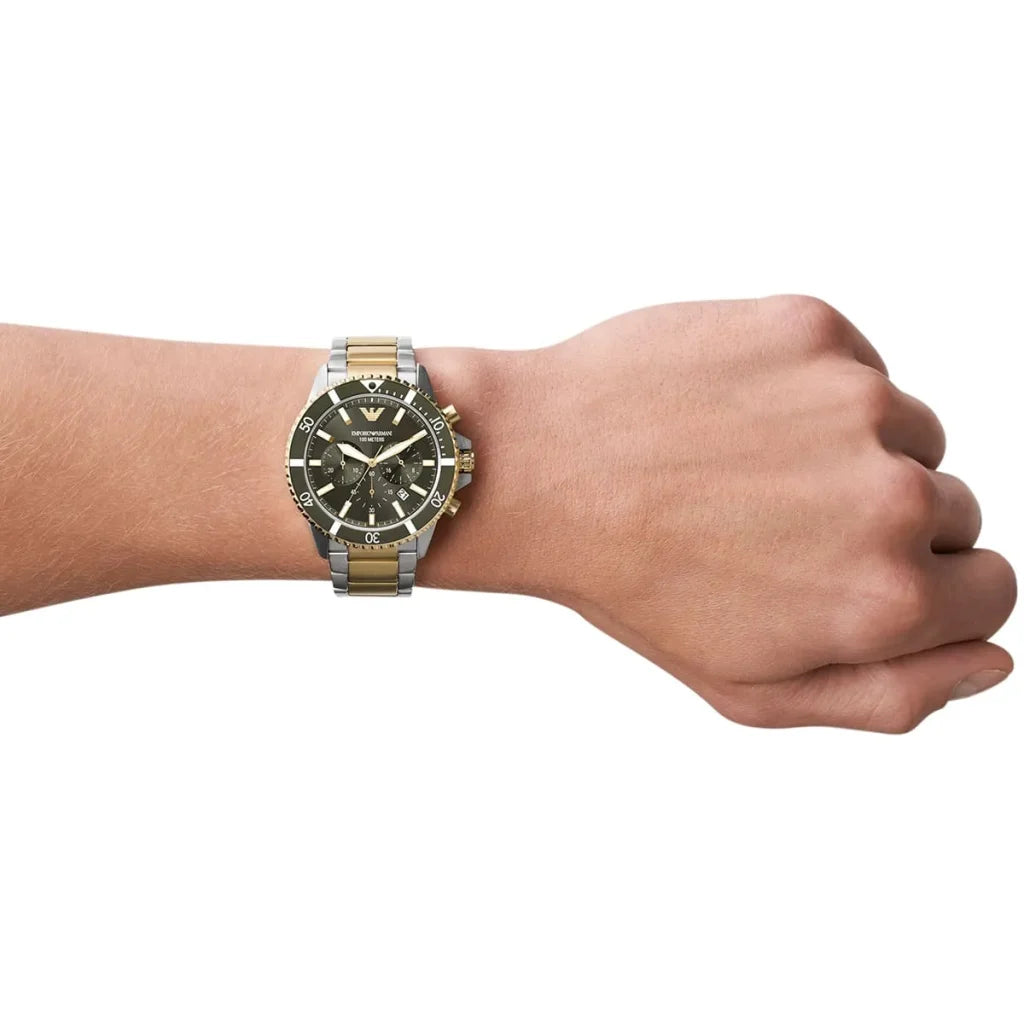 Emporio Armani Men’s Quartz Stainless Steel Green Dial 43mm Watch AR11361