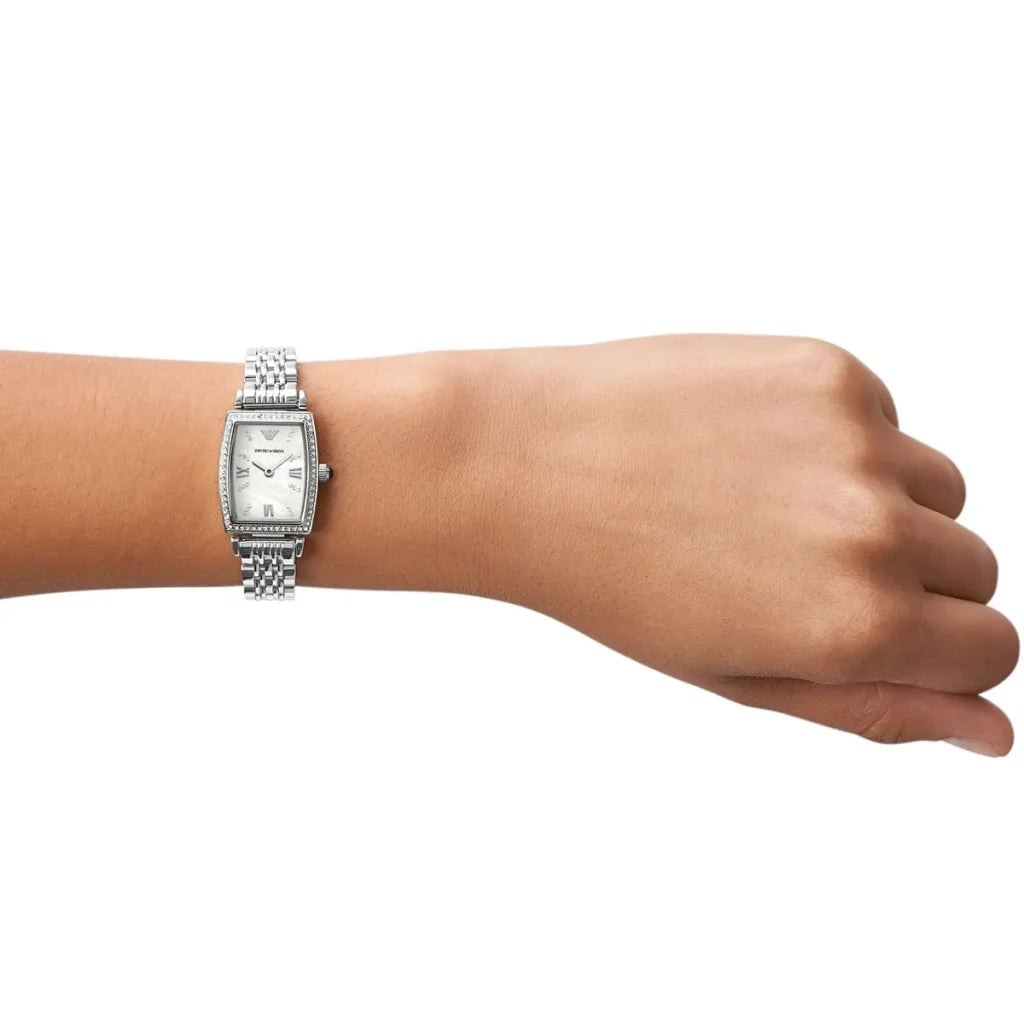 Emporio Armani Women’s Analog Quartz Stainless Steel White Dial 26mm Watch AR11405