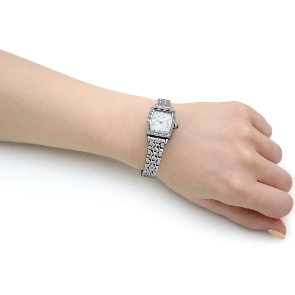 Emporio Armani Women’s Analog Quartz Stainless Steel White Dial 26mm Watch AR11405