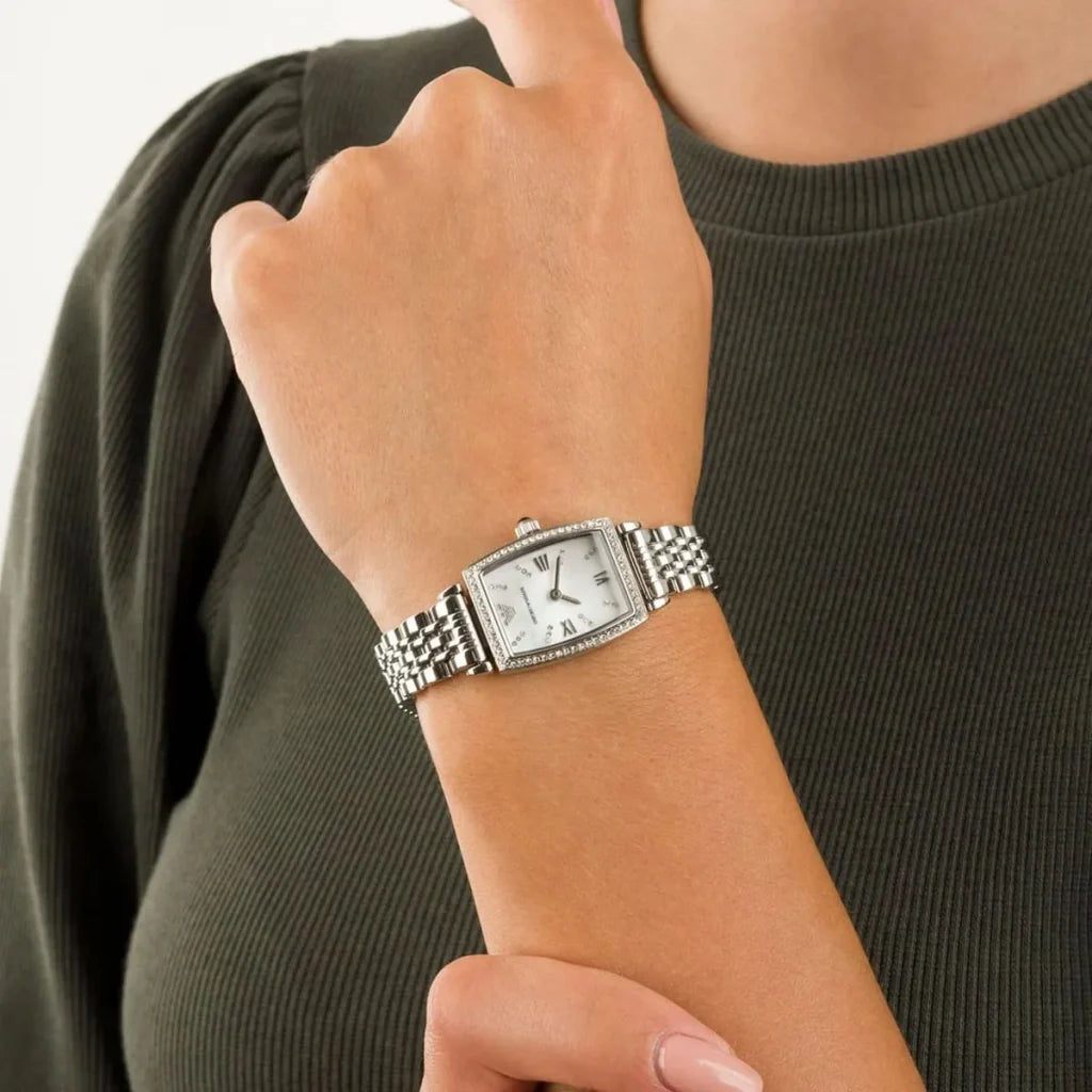 Emporio Armani Women’s Analog Quartz Stainless Steel White Dial 26mm Watch AR11405