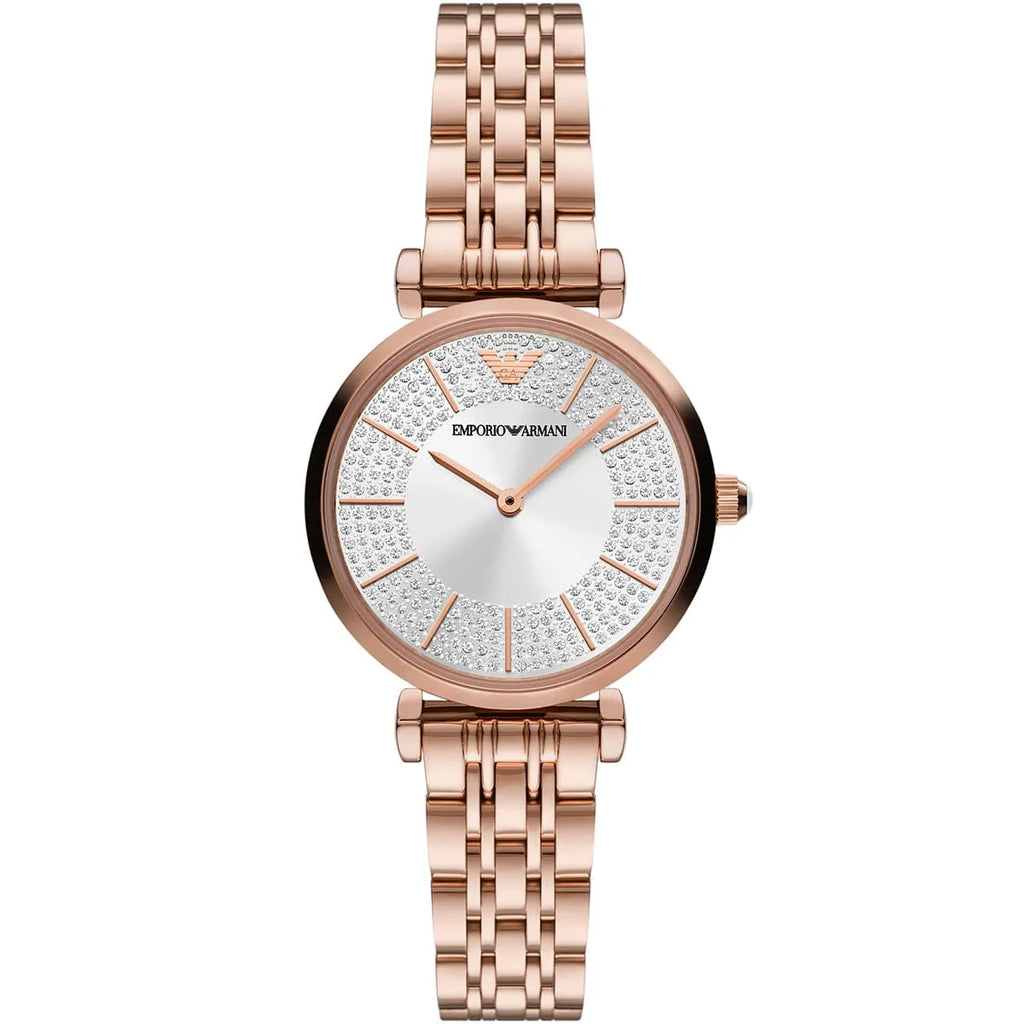 Emporio Armani Women’s Quartz Rose Gold Stainless Steel Silver Dial 32mm Watch AR11446