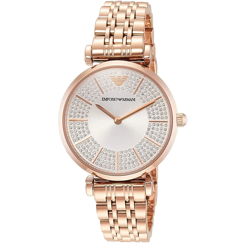 Emporio Armani Women’s Quartz Rose Gold Stainless Steel Silver Dial 32mm Watch AR11446