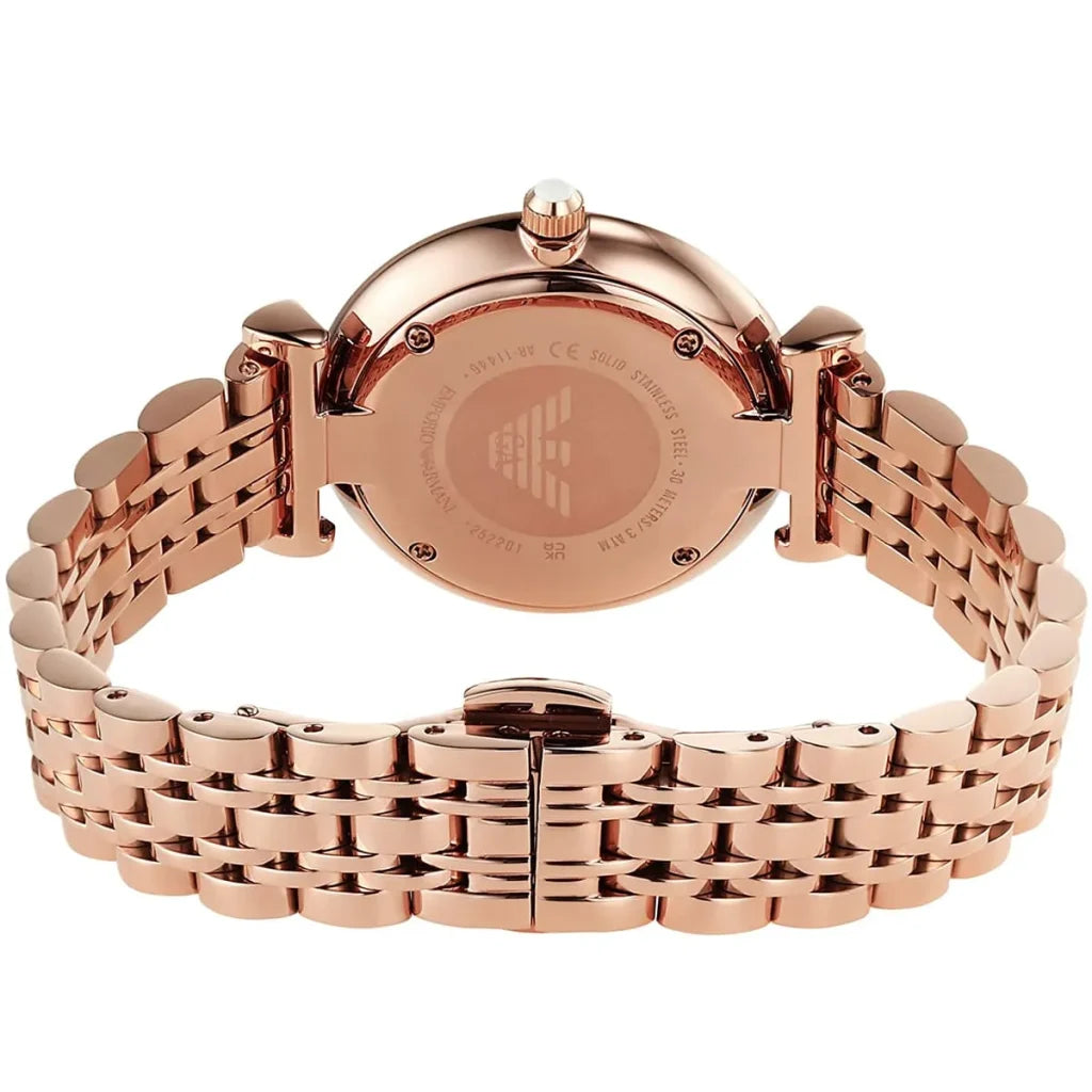 Emporio Armani Women’s Quartz Rose Gold Stainless Steel Silver Dial 32mm Watch AR11446